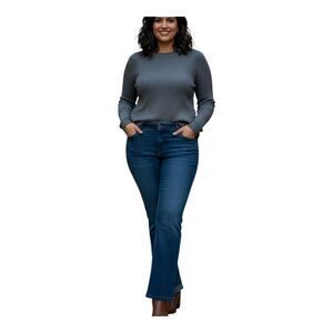 Faded Glory Stretch Flare Blue Jeans Plus Size 16 Dark Wash Denim Below Waist